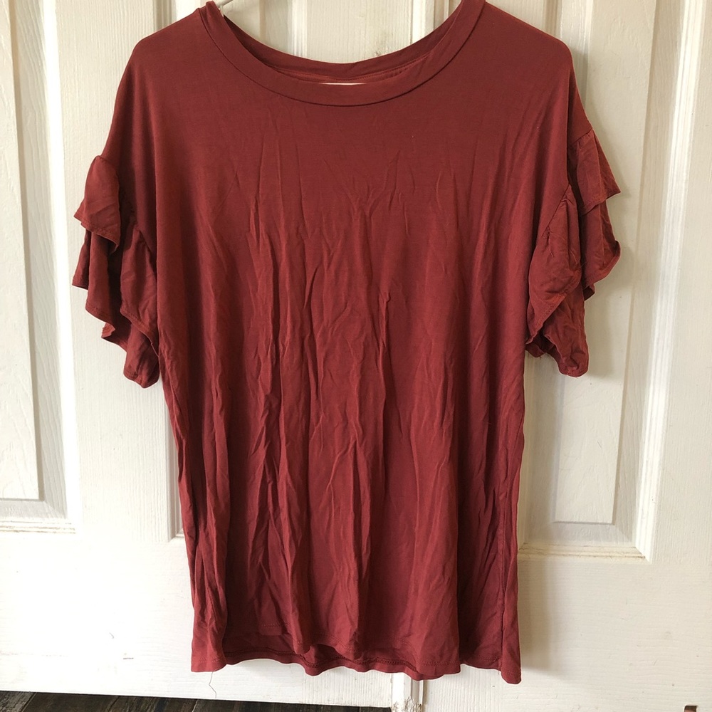 Bobeau ruffle sleeve tee